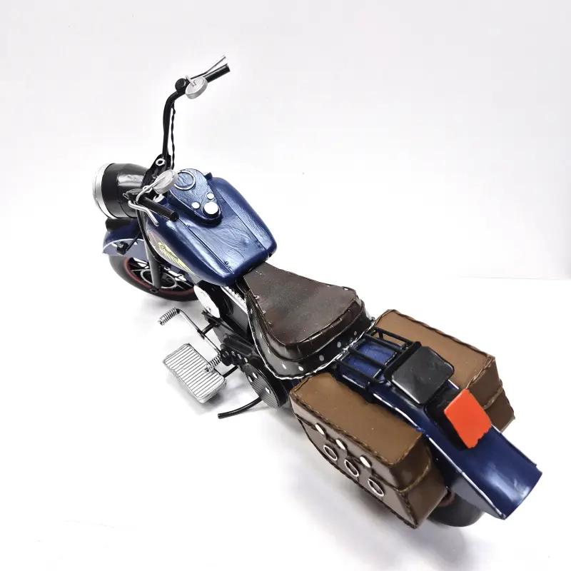 Motocicleta epoca, albastra, din metal, model 12-17